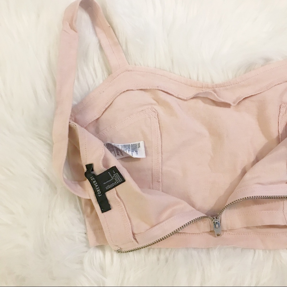 light pink crop top bra top zips in back small - Picture 4 of 7